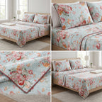 British Rose Bedsheet with Quilted Pillow Covers – Super King Size