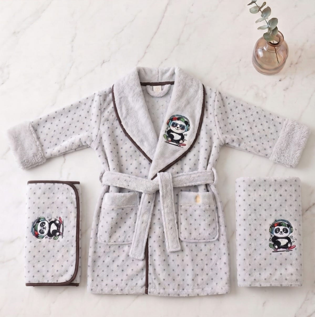 Kids 3-Piece Bathrobe & Towel Set | Bathrobe + Bath Towel + Hand Towel