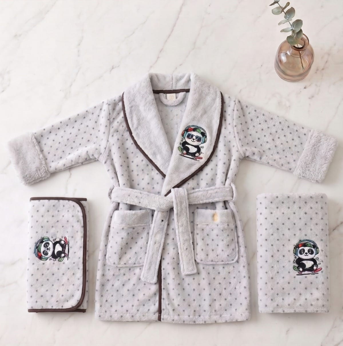 Kids 3-Piece Bathrobe & Towel Set | Bathrobe + Bath Towel + Hand Towel