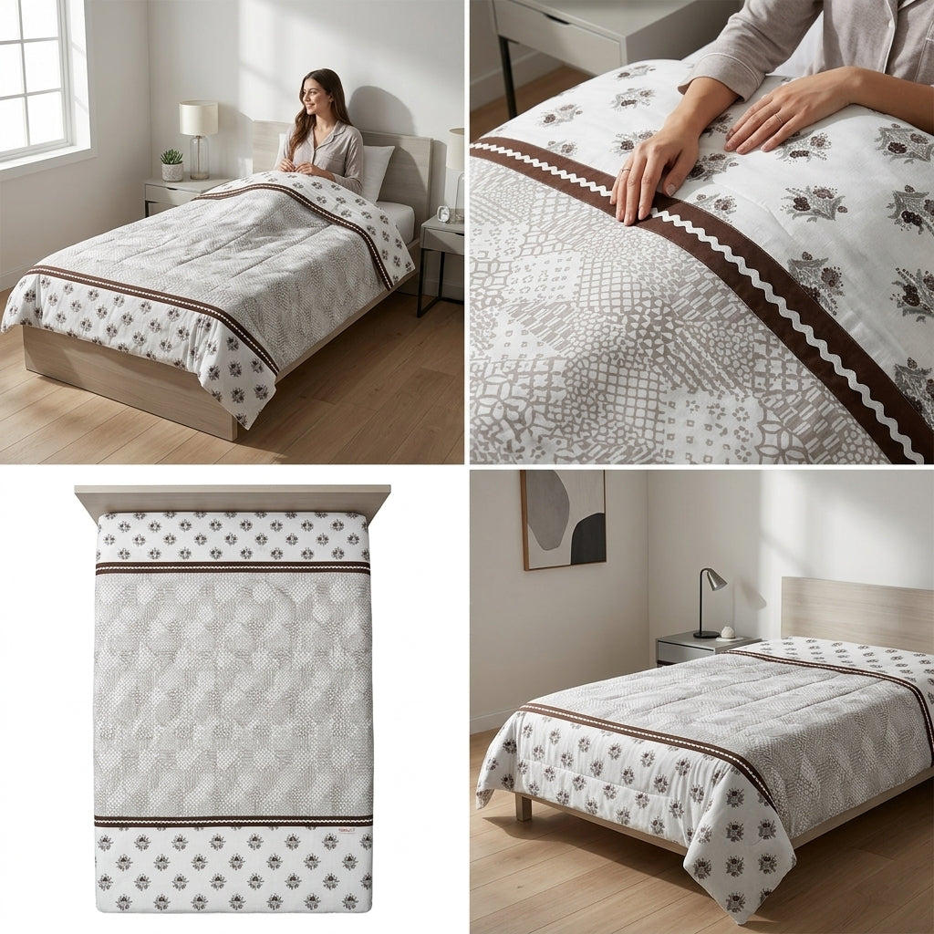 Reversible Cotton Dohar – Single Bed pair  (160 × 220 cm)