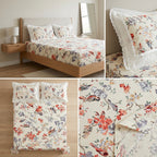 Floral King Size Bedsheet with Designer Lace Pillow Covers (108 x 108 Inches) Product Code:- 55B1099001250KEH