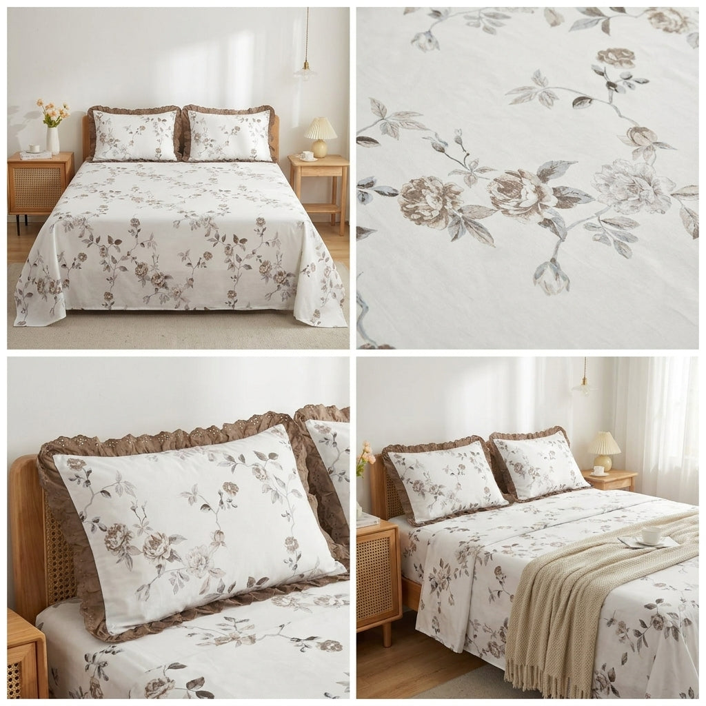Thick Cotton Bedsheet With Chicken Lace Pillow Covers 108 -108 inch Product Code :- 55B96RKEH