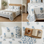 Percale 300 TC Jumbo King Size Cotton Bedsheet Set (120 × 120 Inches)