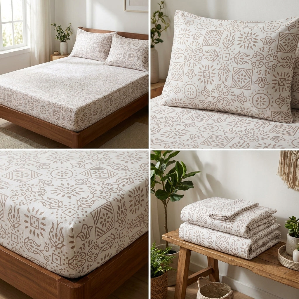 Classical Design Elastic/Fitted Bedsheets Pure Cotton 108 BY 108 Inch