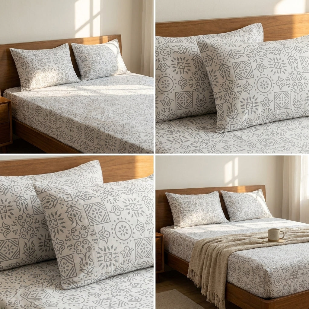 Classical Design Elastic/Fitted Bedsheets Pure Cotton 108 BY 108 Inch