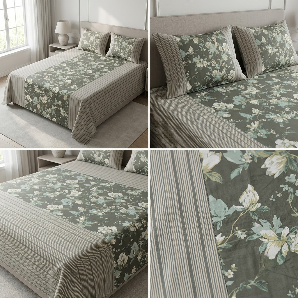 Jumbo Calcutta Phulkari Designs King Size Bedsheet Set (120 x 120 Inches) Product Code :- 55B145RKEH