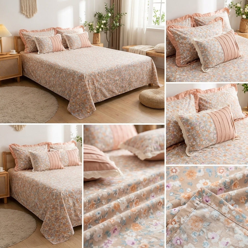 Premium Summer Bedsheet Set – 5 Piece Cotton Collection