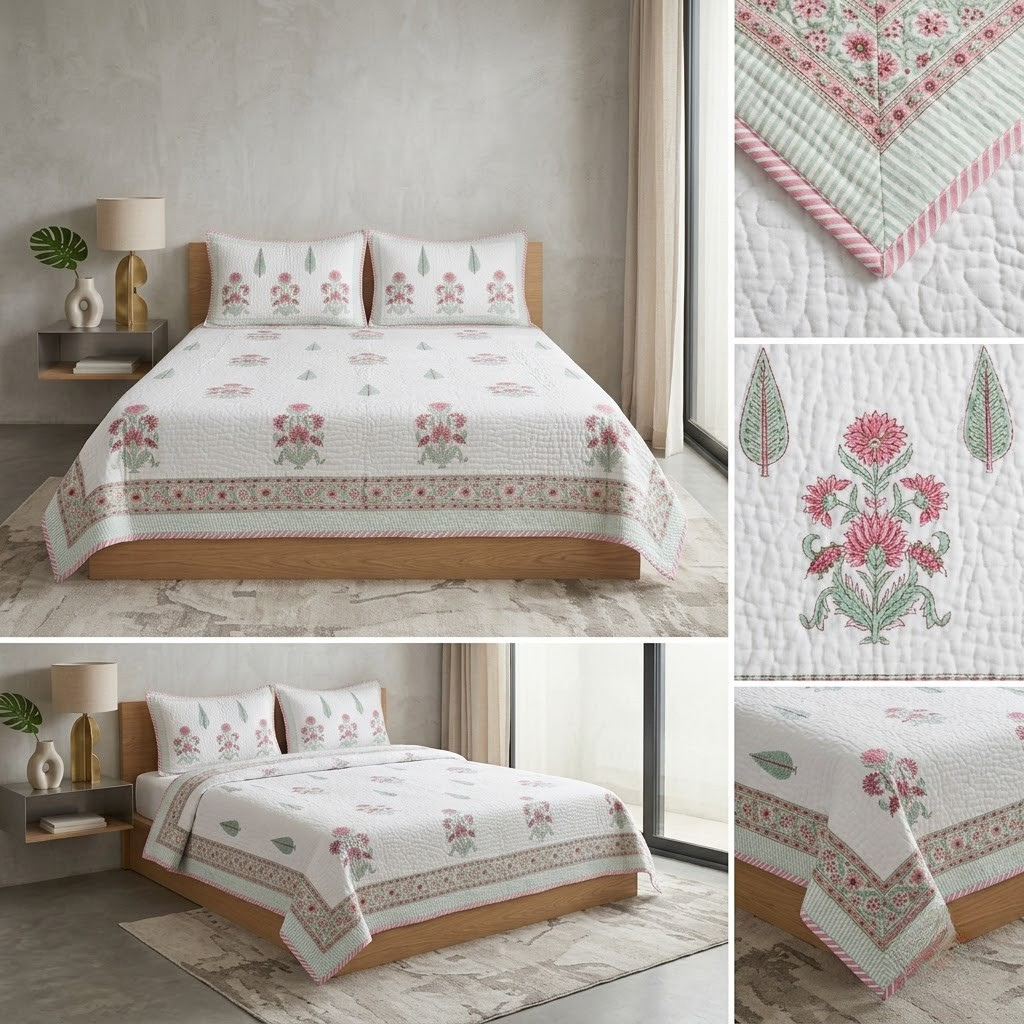 Motif Muslin Quilted Bedcover – King Size Luxury Product Code :- 55B365RKEH