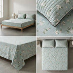 British Rose 100% Pure Cotton Bedsheet with Quilted Pillow Covers