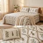Percale 300 TC Jumbo King Size Cotton Bedsheet Set (120 × 120 Inches)