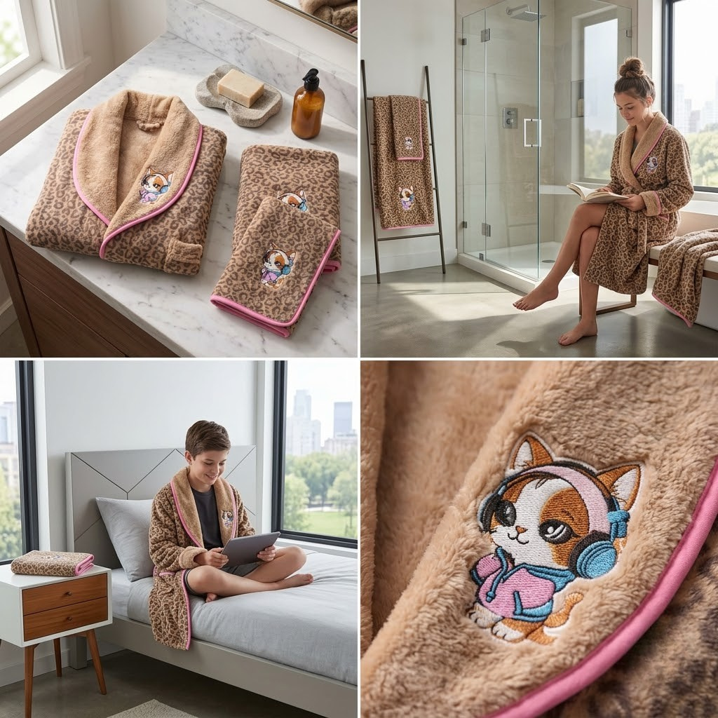 Kids 3-Piece Bathrobe & Towel Set | Bathrobe + Bath Towel + Hand Towel
