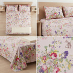 British Rose Bedsheet with Quilted Pillow Covers – Super King Size