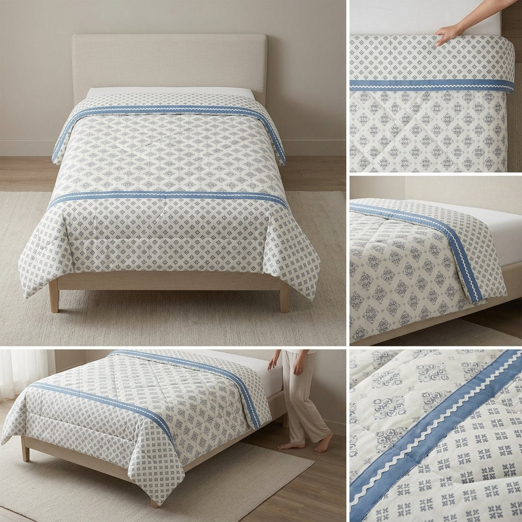 Reversible Cotton Dohar – Single Bed pair  (160 × 220 cm)