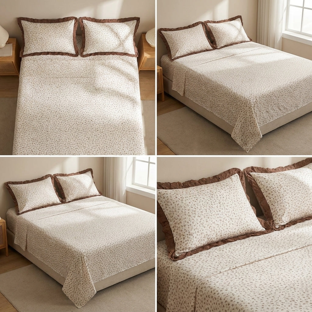 Thick Cotton Bedsheet With Chicken Lace Pillow Covers 108 -108 inch Product Code :- 55B96RKEH