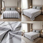 100% Pure Cotton Super King Size Bedsheet with 2 Pillow Covers – Premium Luxury Stripe Design (108 x 108 Inches)