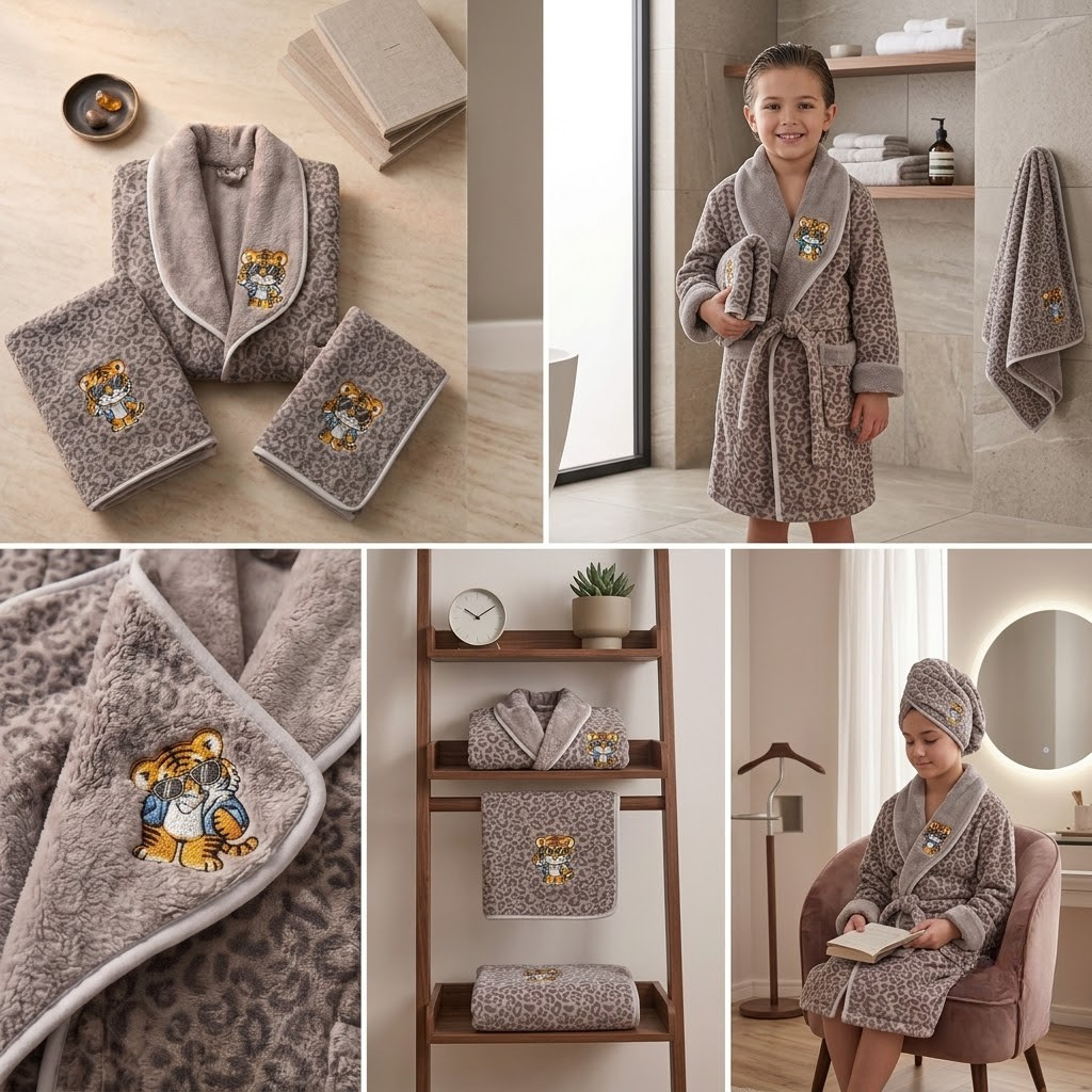 Kids 3-Piece Bathrobe & Towel Set | Bathrobe + Bath Towel + Hand Towel