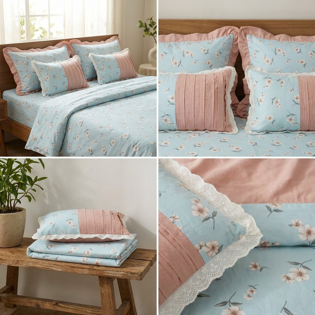 Premium Summer Bedsheet Set – 5 Piece Cotton Collection