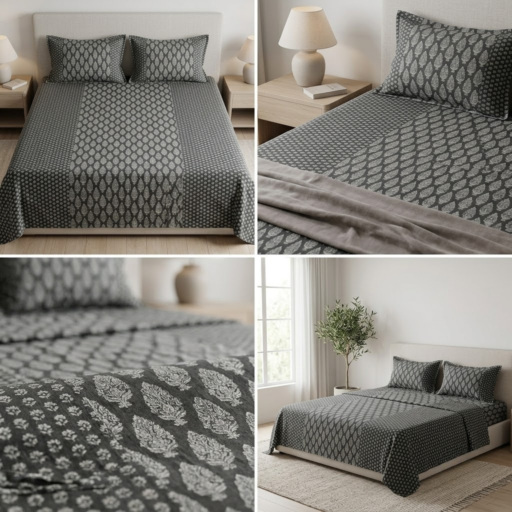 Jumbo Calcutta Phulkari Designs King Size Bedsheet Set (120 x 120 Inches) Product Code :- 55B145RKEH