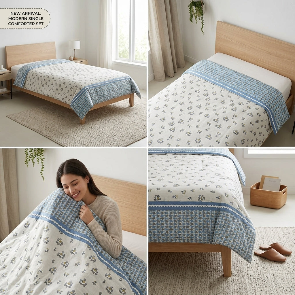 Reversible Cotton Dohar – Single Bed pair  (160 × 220 cm) Product Code :- 55B185KEH