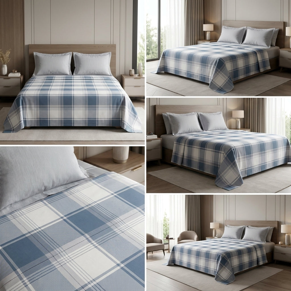 100% Pure Cotton Super King Size Bedsheet with 2 Pillow Covers – Premium Luxury Stripe Design (108 x 108 Inches)