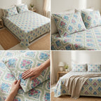 Percale 300 TC Jumbo King Size Cotton Bedsheet Set (120 × 120 Inches)