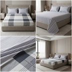 100% Pure Cotton Super King Size Bedsheet with 2 Pillow Covers – Premium Luxury Stripe Design (108 x 108 Inches)