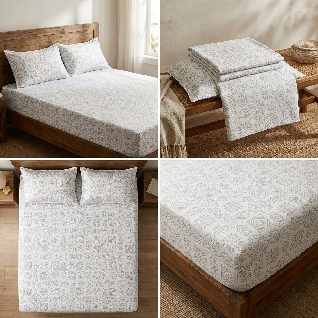 Classical Design Elastic/Fitted Bedsheets Pure Cotton 108 BY 108 Inch