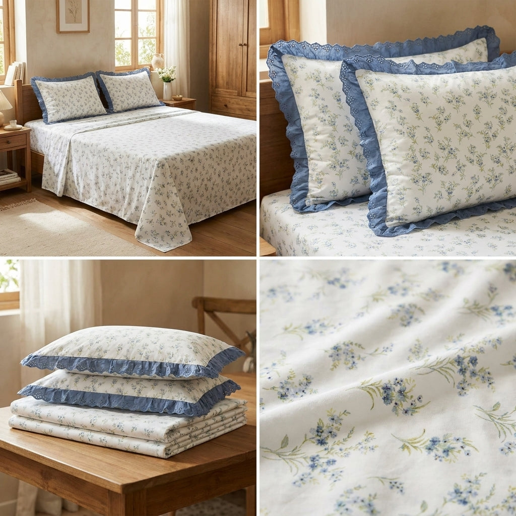Thick Cotton Bedsheet With Chicken Lace Pillow Covers 108 -108 inch Product Code :- 55B96RKEH