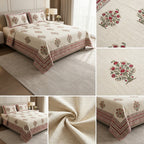 Khadi / Slub Cotton King Size Bedcover Set (with 2 Pillow Covers)