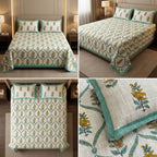 Khadi / Slub Cotton King Size Bedcover Set (with 2 Pillow Covers)