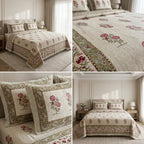 Khadi / Slub Cotton King Size Bedcover Set (with 2 Pillow Covers)