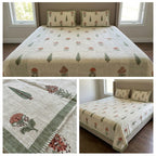 Khadi / Slub Cotton King Size Bedcover Set (with 2 Pillow Covers)