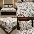 Khadi / Slub Cotton King Size Bedcover Set (with 2 Pillow Covers)