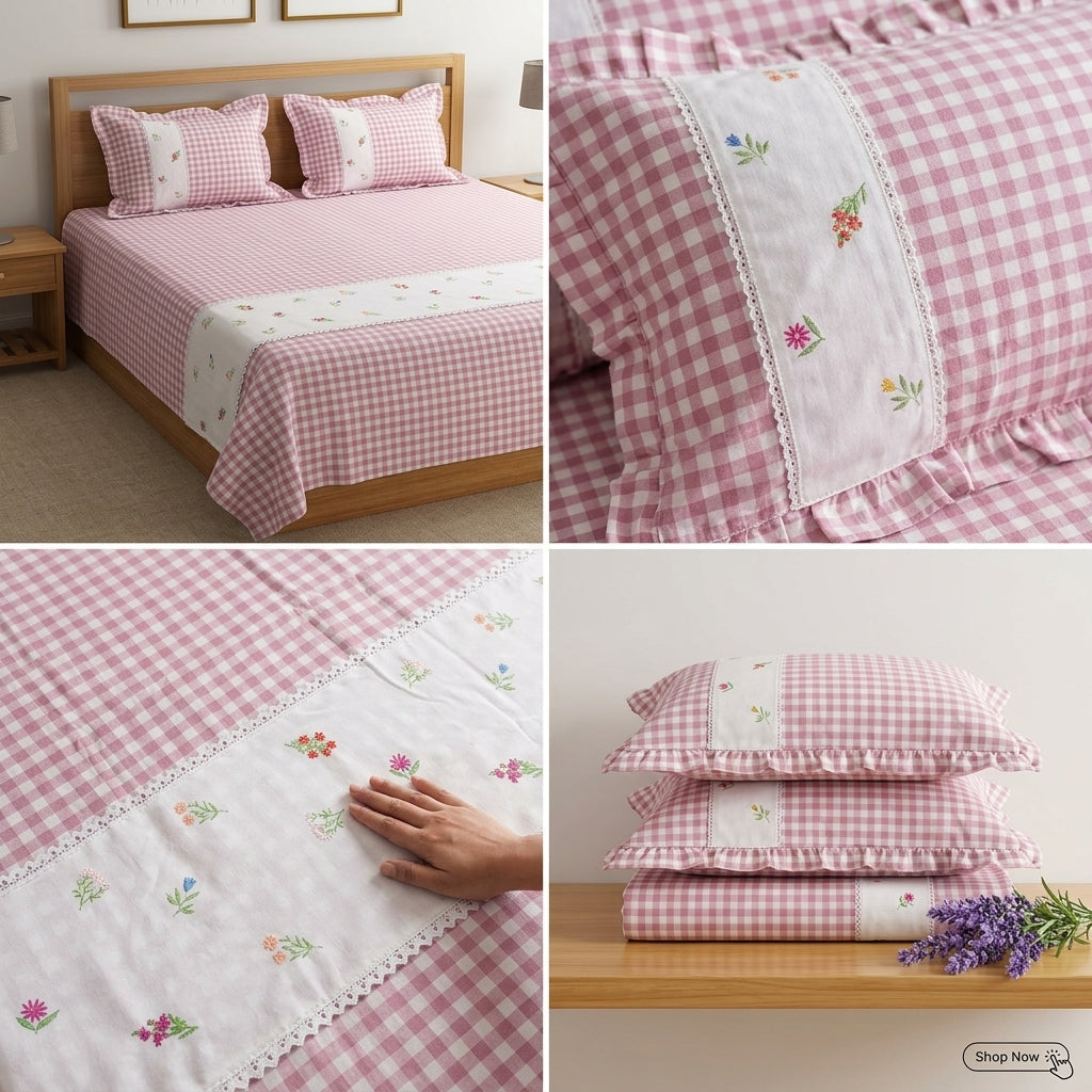 Victorian Non - Quilted Bedcover Size– 108 × 108 Inches ✨