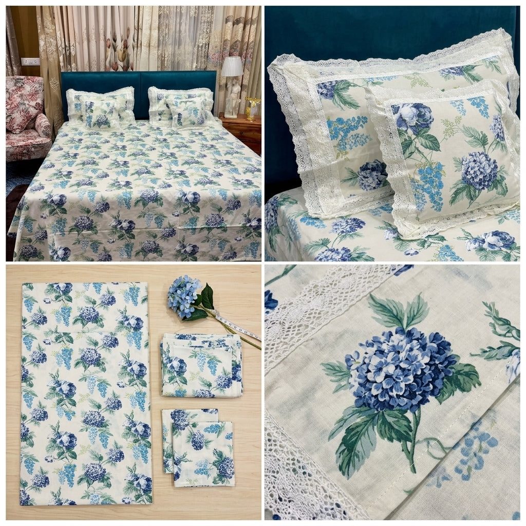 ✨  5 Piece King Size Bedsheet Set with Filled Cushions ✨