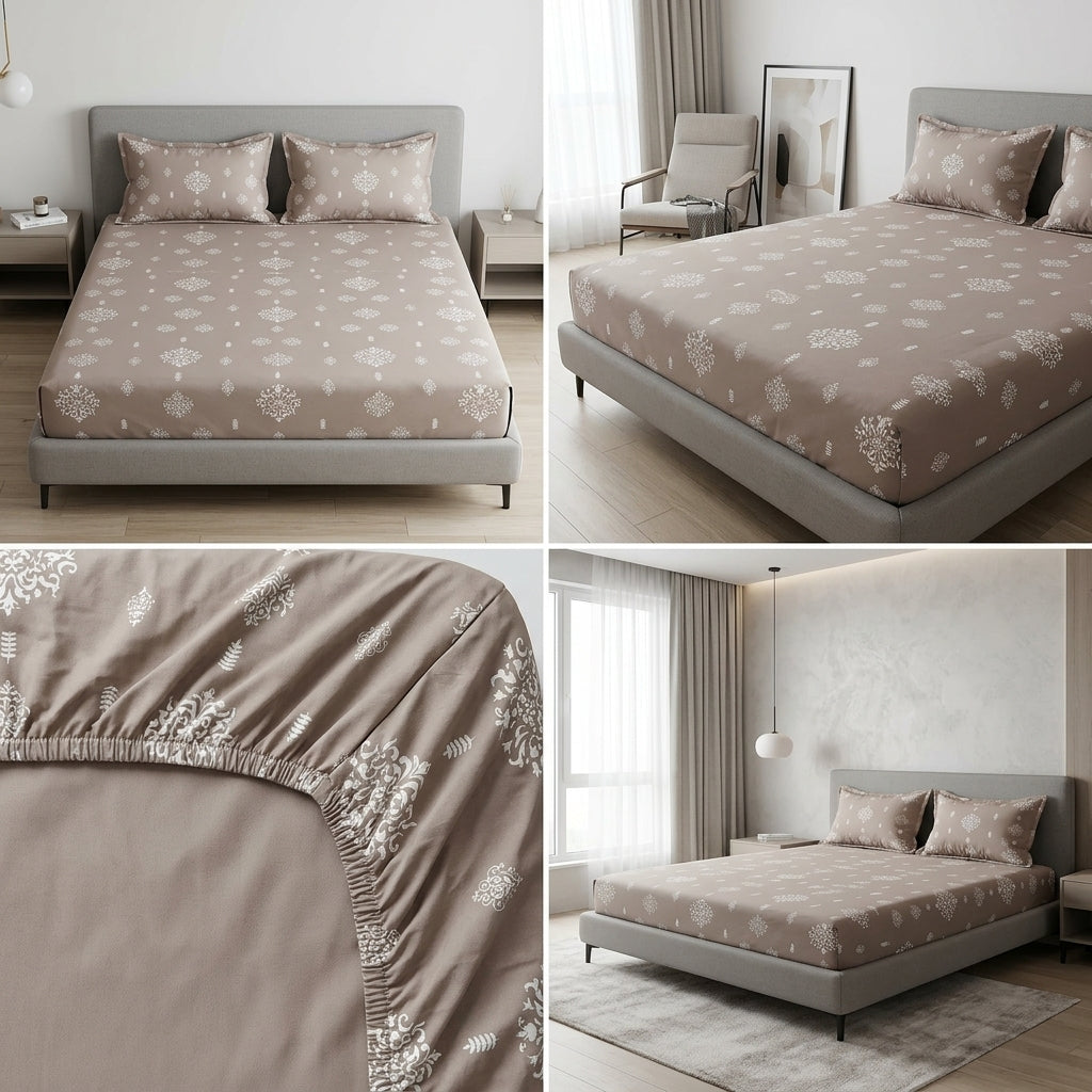 Classical Design Elastic/Fitted Bedsheets Pure Cotton 108 BY 108 Inch