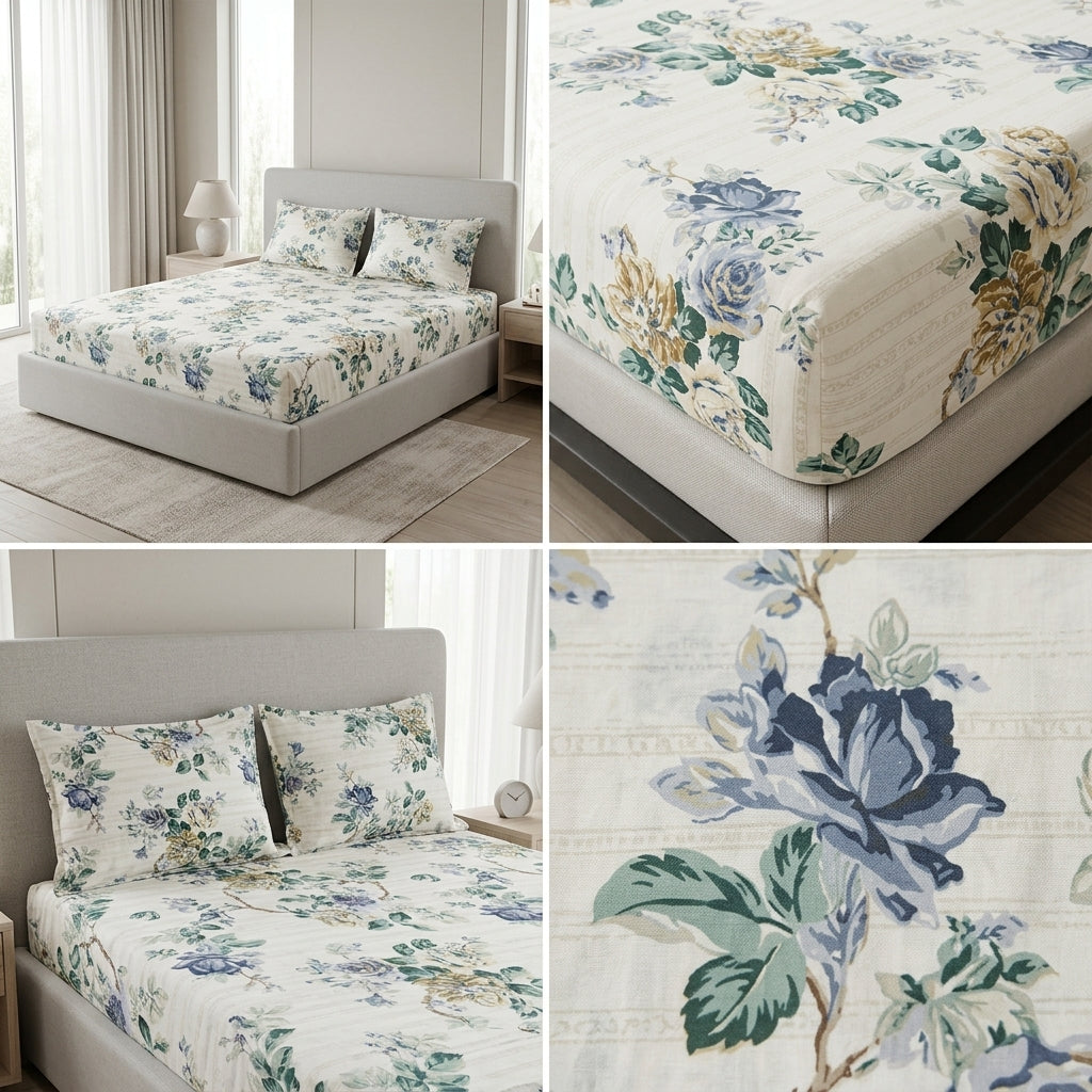 Fitted Bedsheets Pure Cotton 108 BY 108 Inch Product Code :- 55B93RKEH