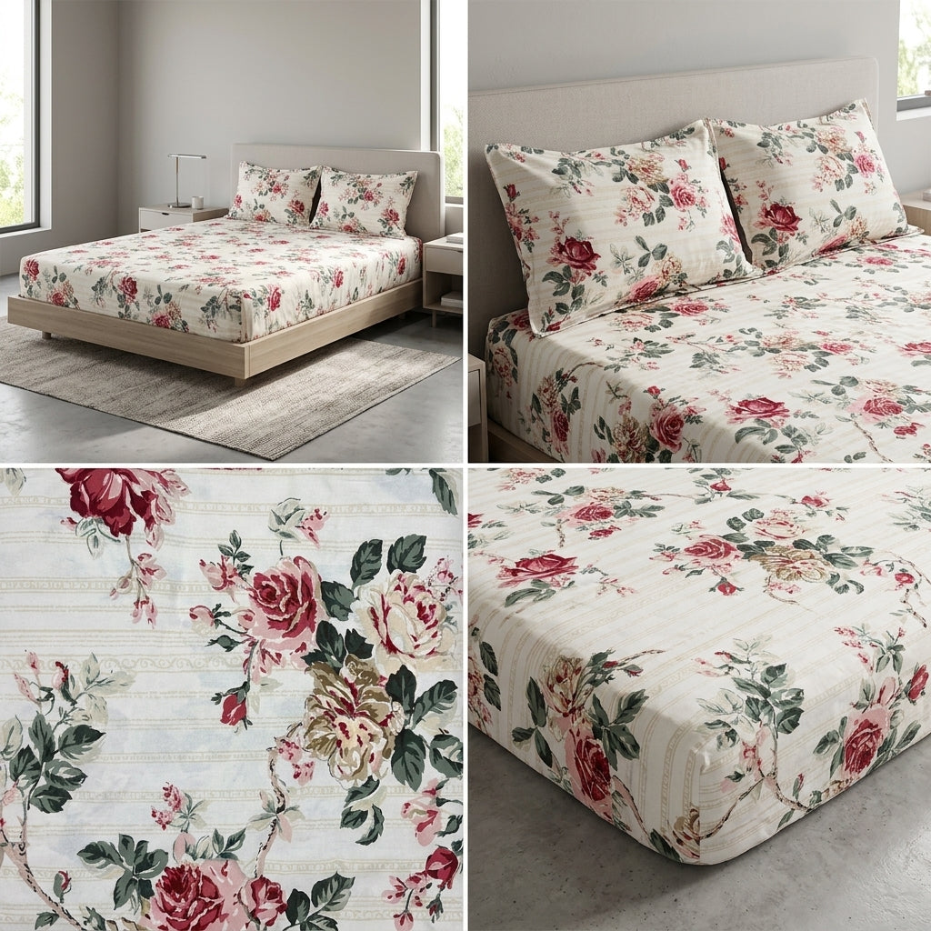 Fitted Bedsheets Pure Cotton 108 BY 108 Inch Product Code :- 55B93RKEH