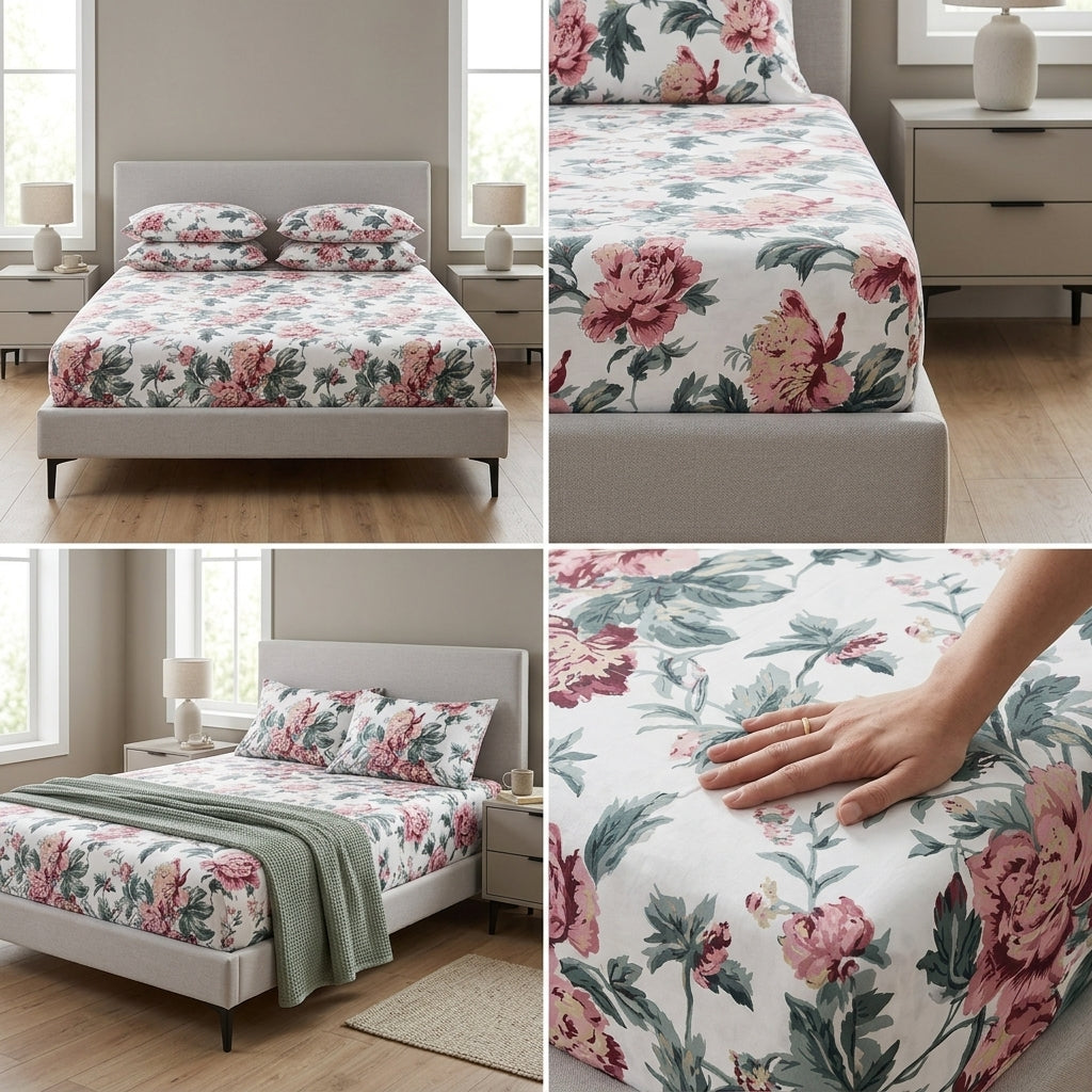Fitted Bedsheets Pure Cotton 108 BY 108 Inch Product Code :- 55B93RKEH
