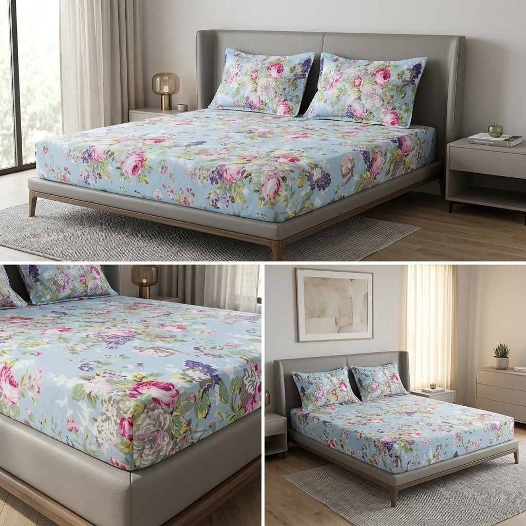 Fitted Bedsheets Pure Cotton 108 BY 108 Inch Product Code :- 55B93RKEH