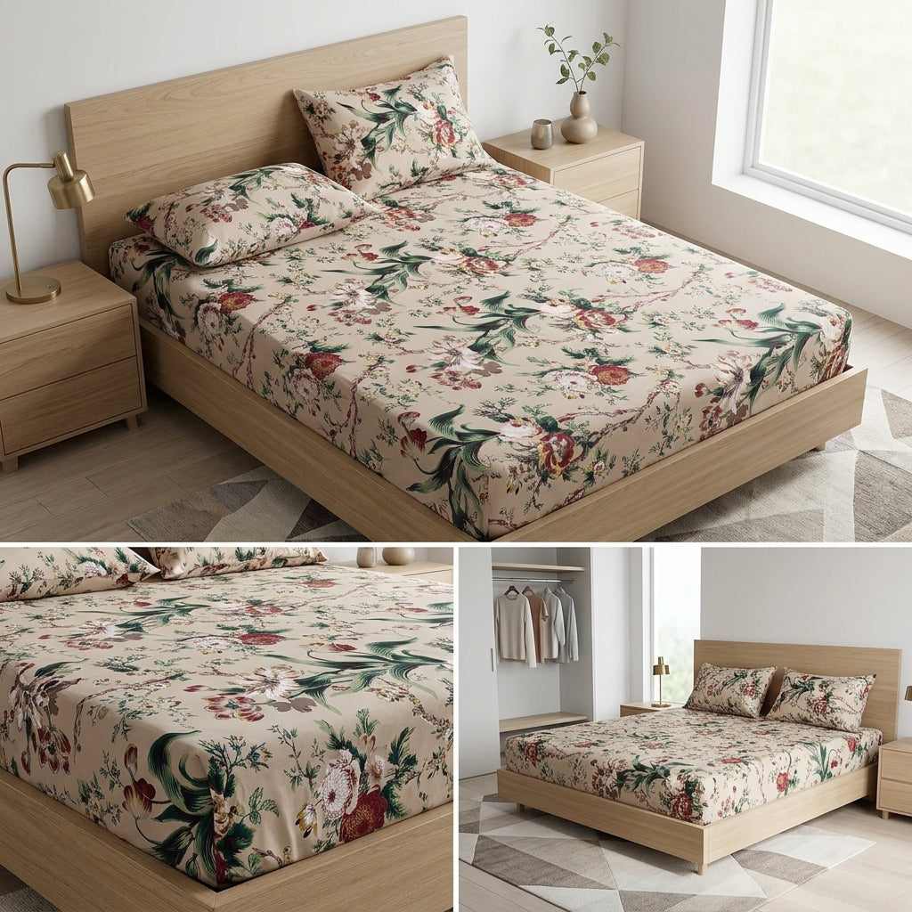 Fitted Bedsheets Pure Cotton 108 BY 108 Inch Product Code :- 55B93RKEH