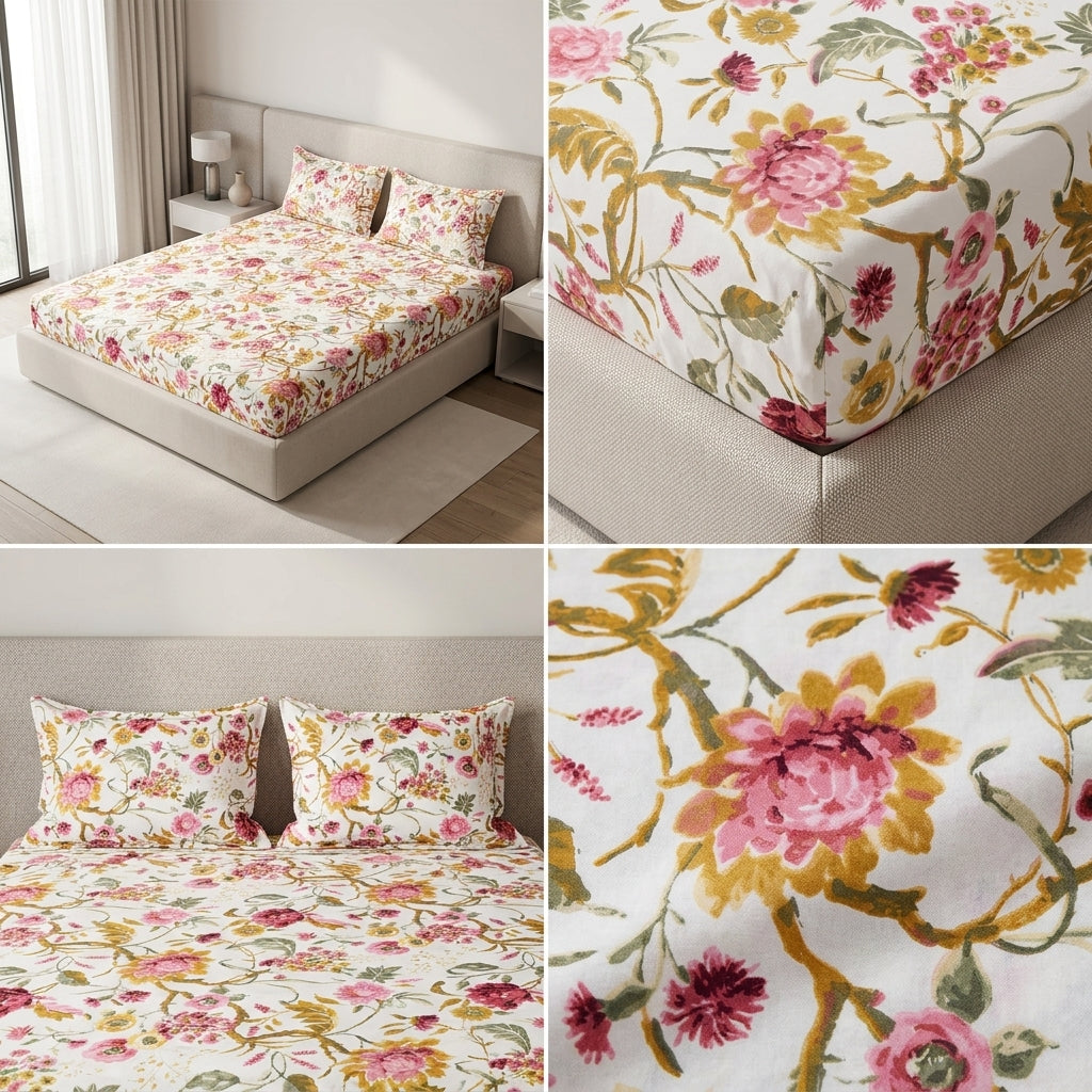 Fitted Bedsheets Pure Cotton 108 BY 108 Inch Product Code :- 55B93RKEH