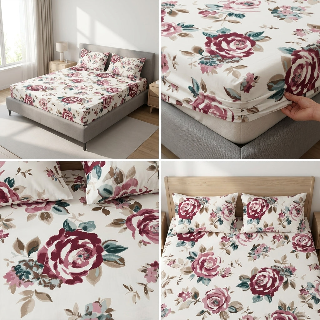 Fitted Bedsheets Pure Cotton 108 BY 108 Inch Product Code :- 55B93RKEH