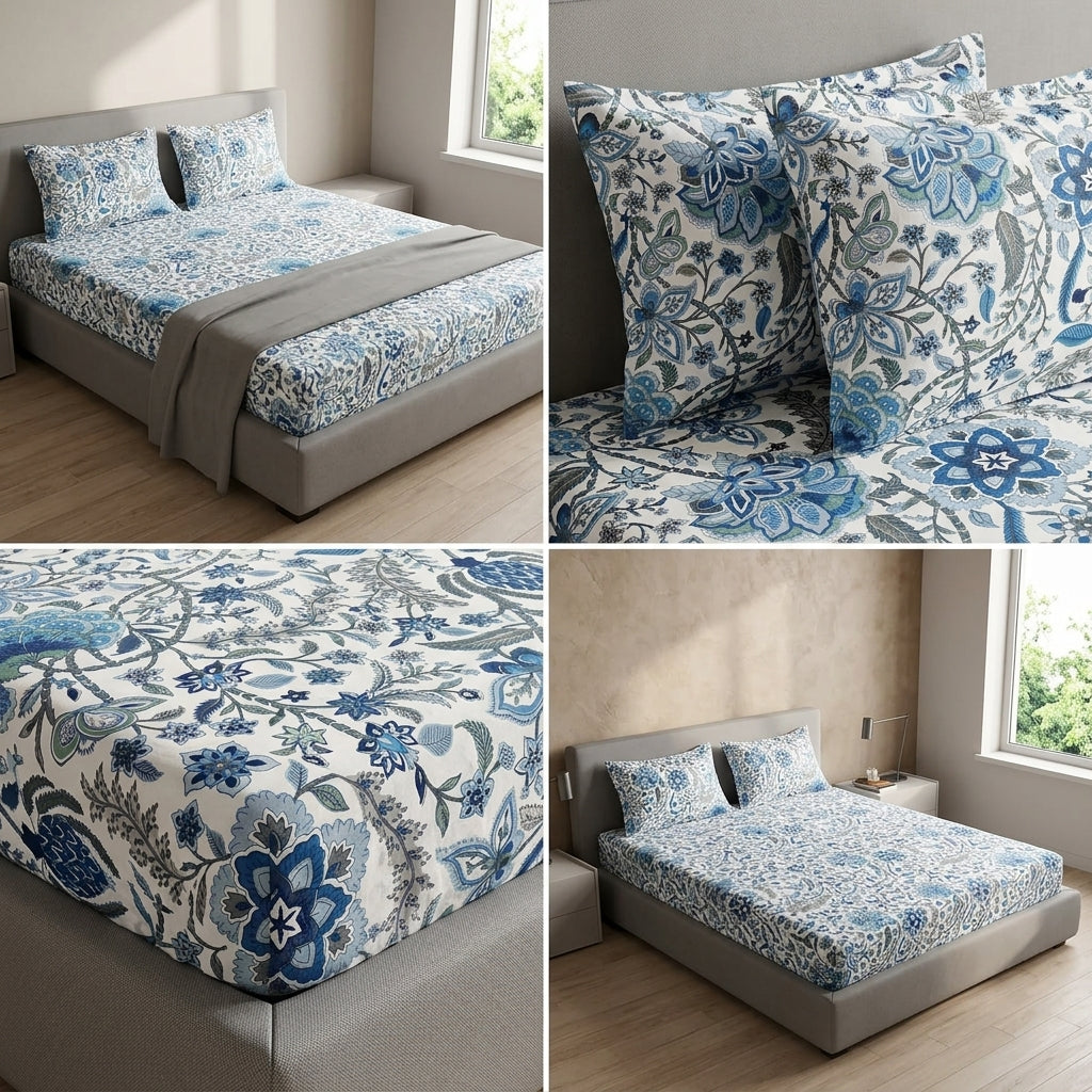 Fitted Bedsheets Pure Cotton 108 BY 108 Inch Product Code :- 55B93RKEH