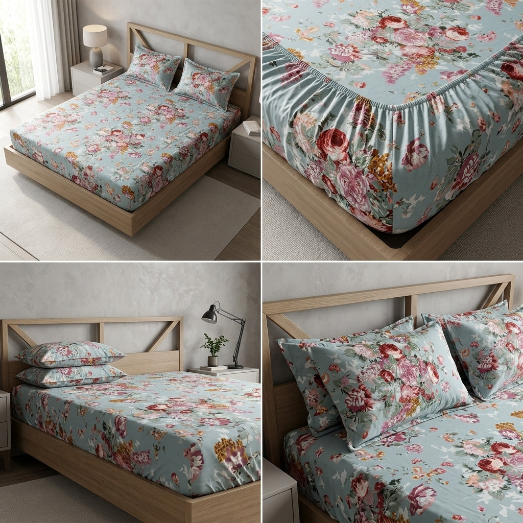 Fitted Bedsheets Pure Cotton 108 BY 108 Inch Product Code :- 55B93RKEH