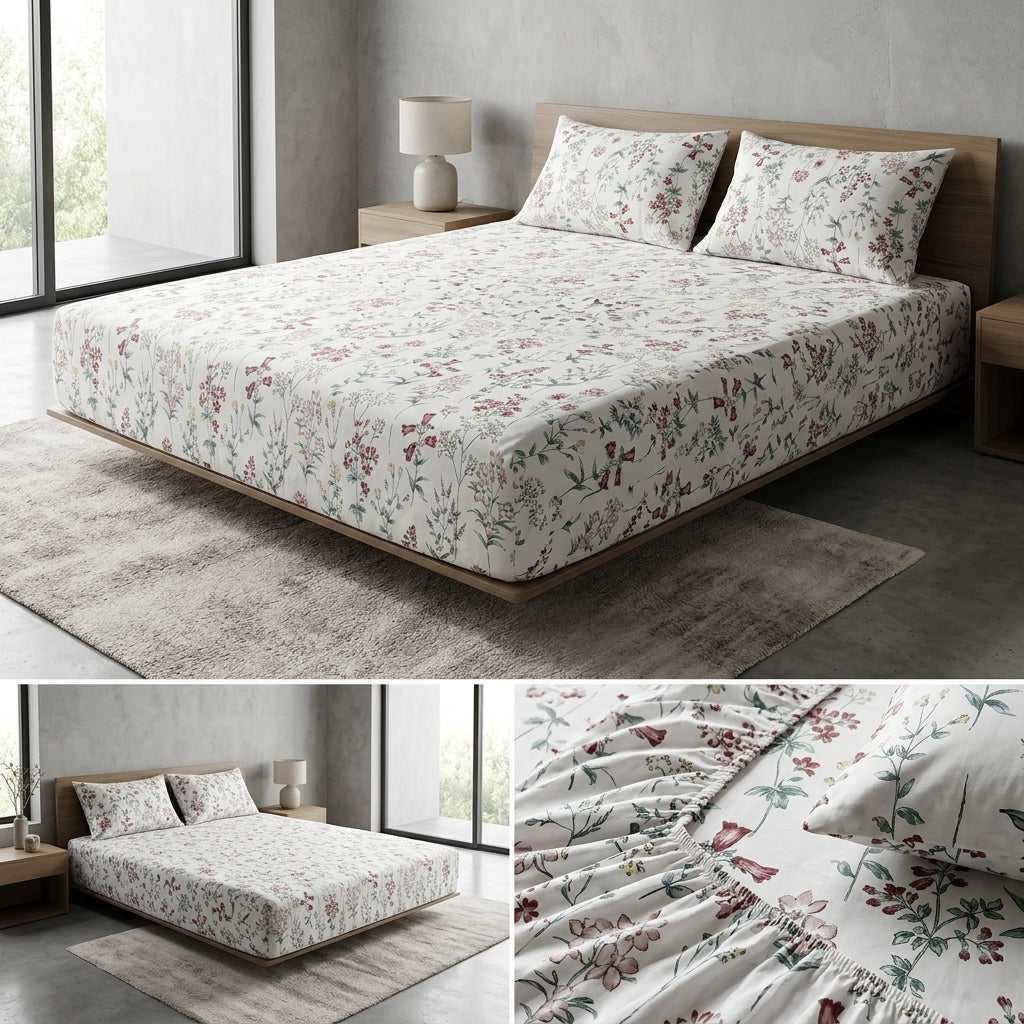 Classical Design Elastic/Fitted Bedsheets Pure Mulmul Cotton 108 BY 108 Inch Product Code :- 55B135RKEH