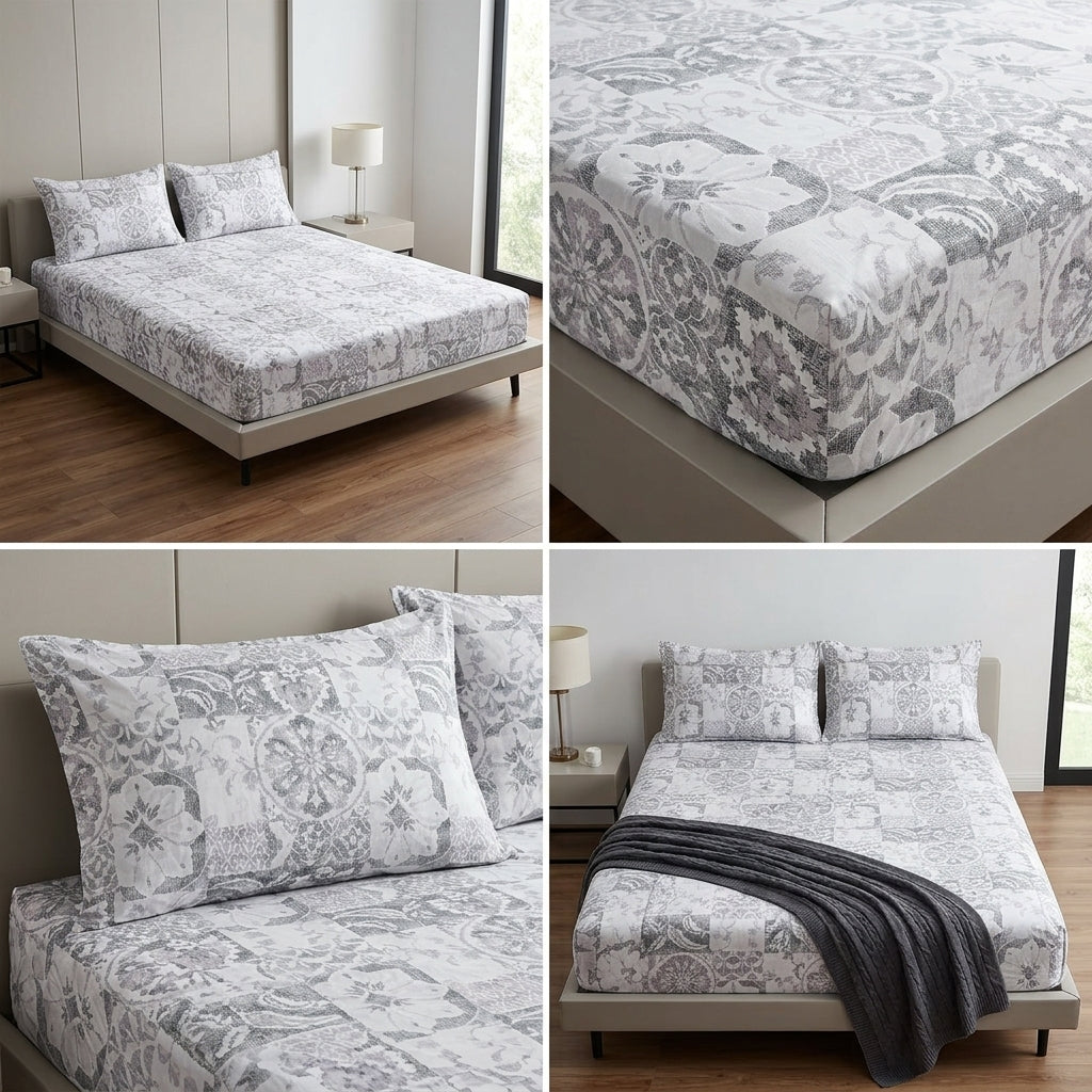 Classical Design Elastic/Fitted Bedsheets Pure Mulmul Cotton 108 BY 108 Inch Product Code :- 55B135RKEH