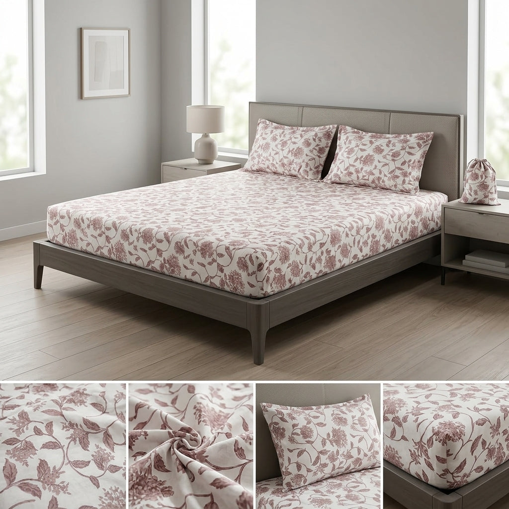 Classical Design Elastic/Fitted Bedsheets Pure Mulmul Cotton 108 BY 108 Inch Product Code :- 55B135RKEH