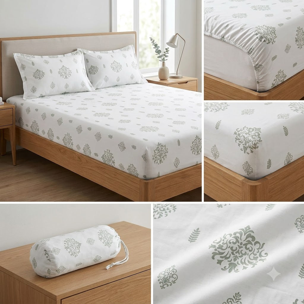 Classical Design Elastic/Fitted Bedsheets Pure Mulmul Cotton 108 BY 108 Inch Product Code :- 55B135RKEH