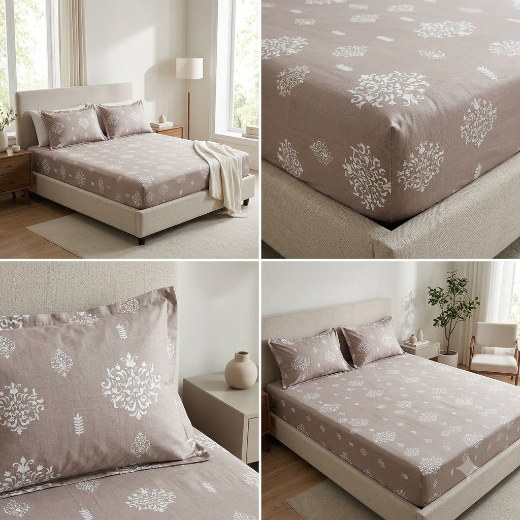 Classical Design Elastic/Fitted Bedsheets Pure Mulmul Cotton 108 BY 108 Inch Product Code :- 55B135RKEH